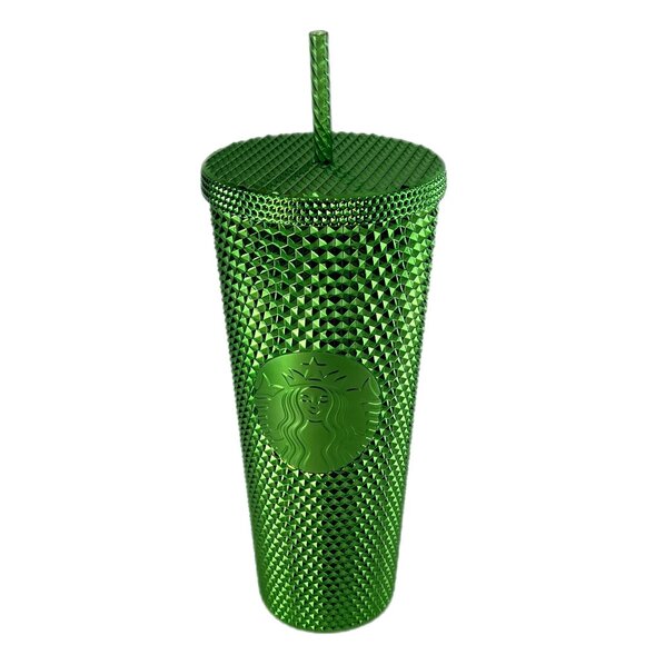 Starbucks Bling Studded Green Metallic Venti Cold Cup Tumbler 24 oz. w/tag - Picture 1 of 6